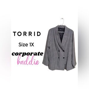 🩷NWOT Studio by Torrid Houndstooth Blazer Jacket Size 1X | Corporate Chic Staple
